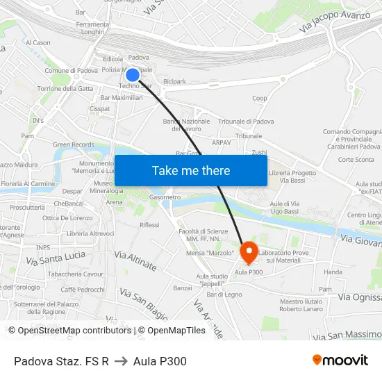 Padova FS Station R to P300 Hall map