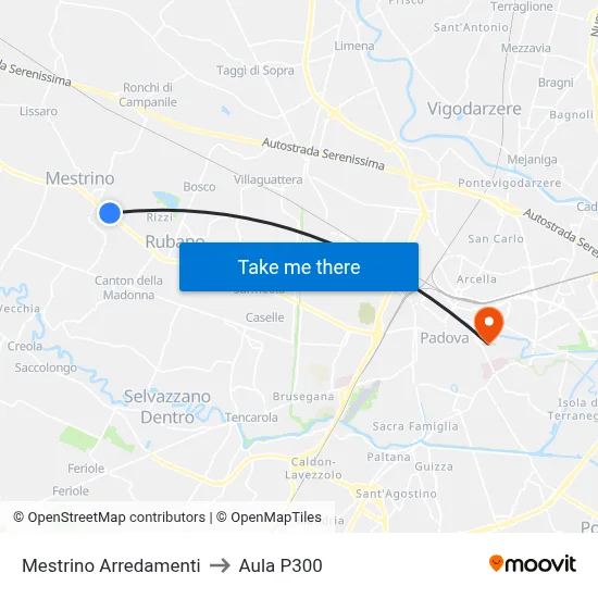 Mestrino Furniture to P300 Hall map