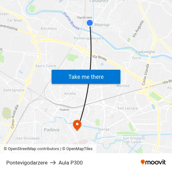 Pontevigodarzere to P300 Hall map