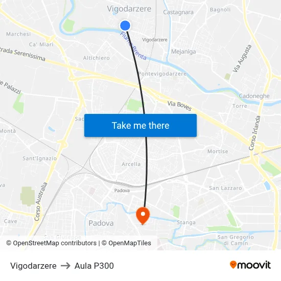 Vigodarzere to P300 Hall map