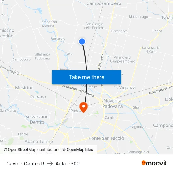 Cavino Center to P300 Hall map