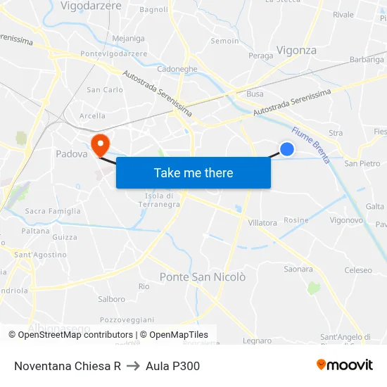 Noventana Church to P300 Hall map