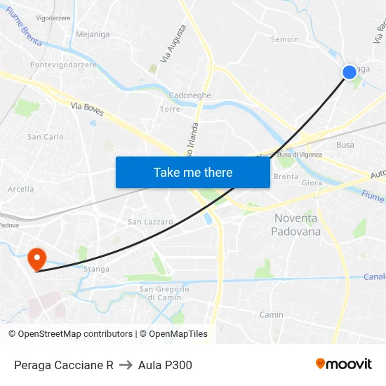 Peraga Cacciane to P300 Hall map