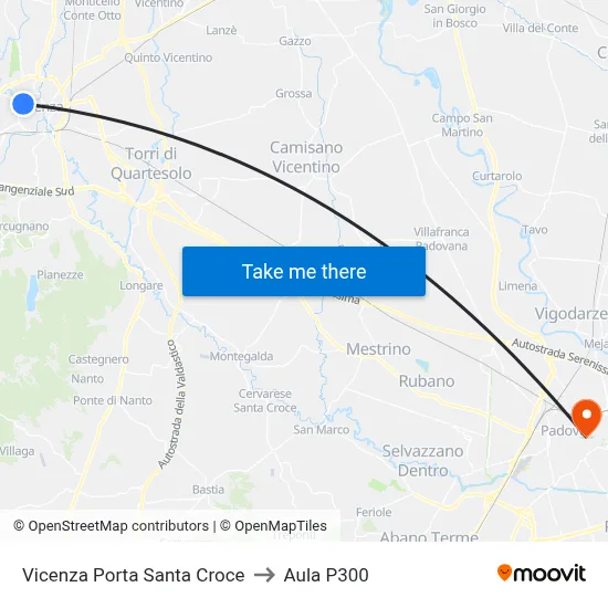 Vicenza Santa Croce Gate to P300 Hall map