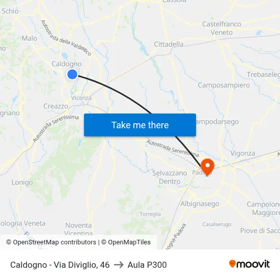 Caldogno - Via Diviglio, 46 to P300 Hall map