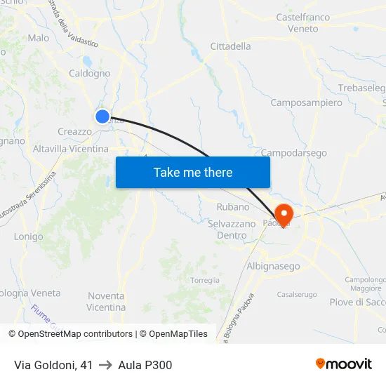 Goldoni Street, 41 to P300 Hall map