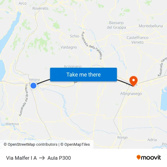 Via Malfer I A to P300 Hall map