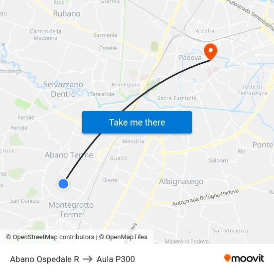 Abano Hospital R to P300 Hall map