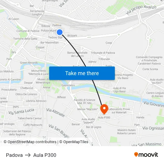 Padua to P300 Hall map