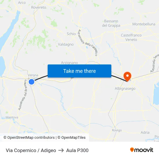 Via Copernico / Adigeo to P300 Hall map