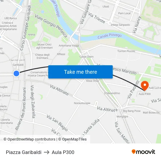 Garibaldi Square to P300 Hall map