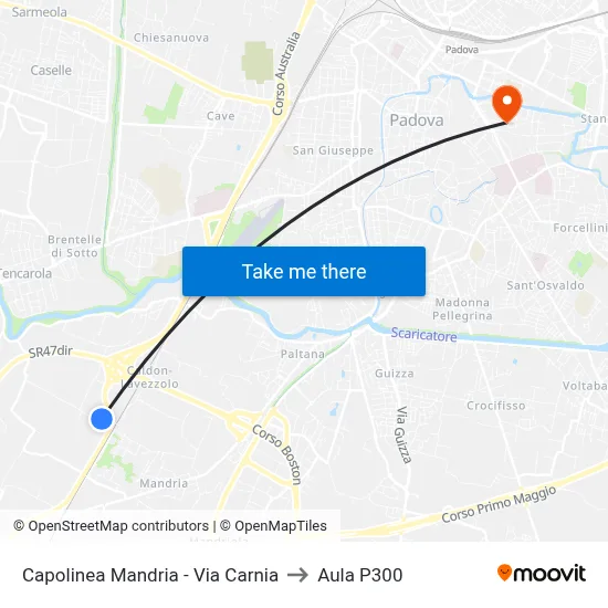 Mandria Terminal - Via Carnia to P300 Hall map
