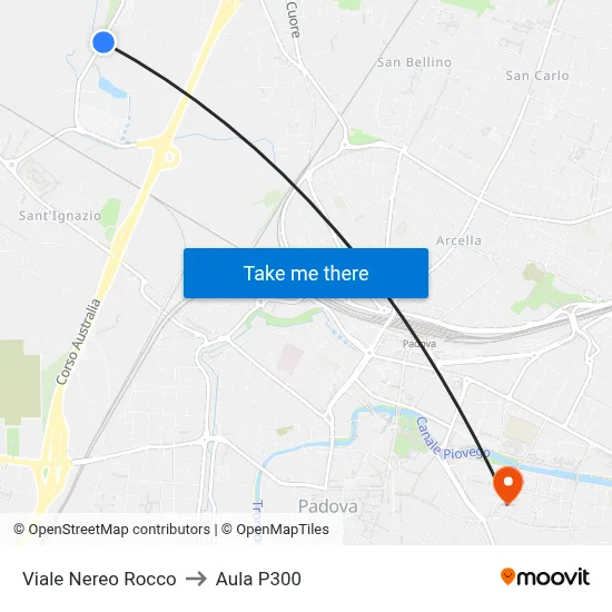 Nereo Rocco Avenue to P300 Hall map