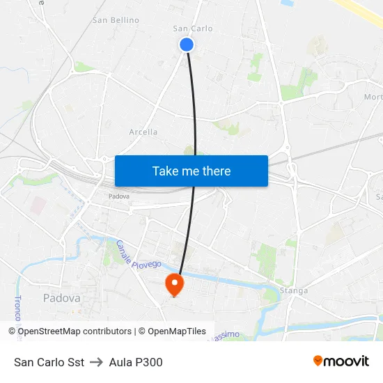 San Carlo Station to P300 Hall map