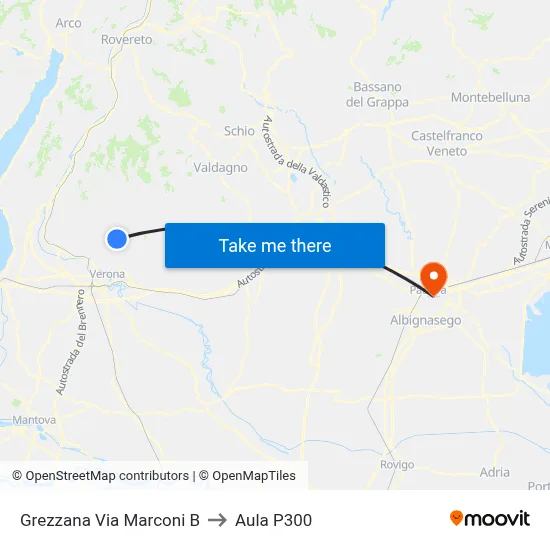 Grezzana Via Marconi B to P300 Hall map