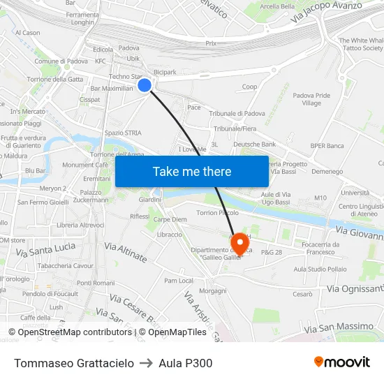 Tommaseo Skyscraper to P300 Hall map