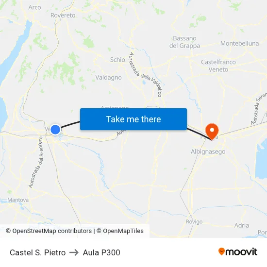 Castel San Pietro to P300 Hall map