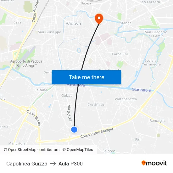 Guizza Terminal to P300 Hall map