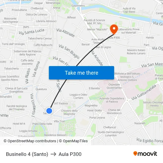 Businello 4 (Santo) to P300 Hall map