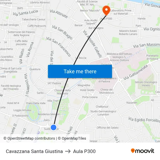 Cavazzana Santa Giustina to P300 Hall map