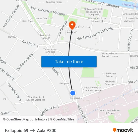 Falloppio 69 to P300 Hall map