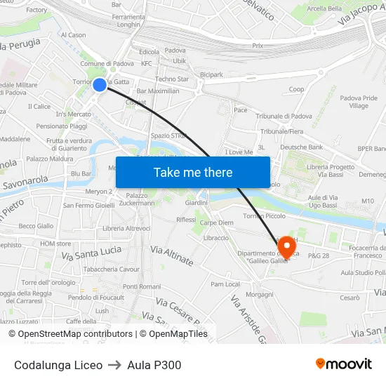 Codalunga High School to P300 Hall map