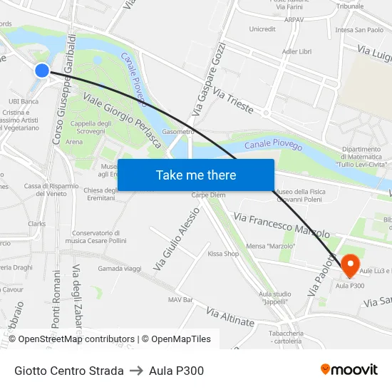 Giotto Center Street to P300 Hall map