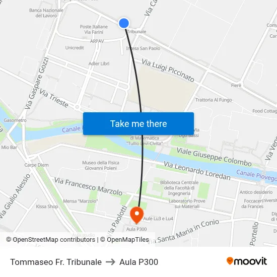 Tommaseo Court House to P300 Hall map
