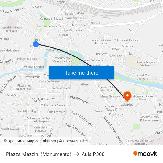 Mazzini Square (Monument) to P300 Hall map