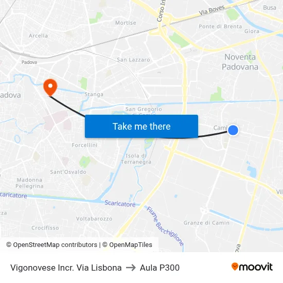 Vigonovese Lisbon Street Junction to P300 Hall map