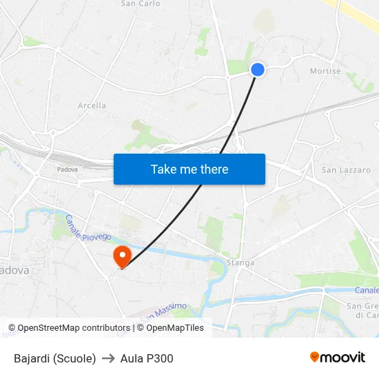 Bajardi (Schools) to P300 Hall map