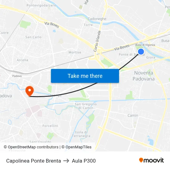 Ponte Brenta Terminal to P300 Hall map