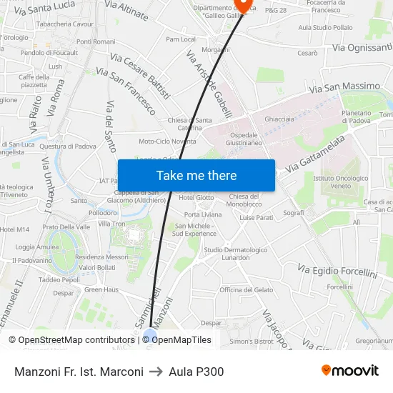 Manzoni Near Marconi Institute to P300 Hall map