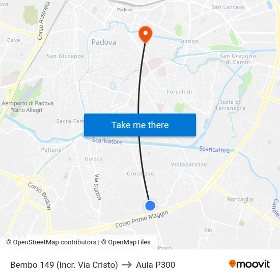 Bembo 149 (Cristo Street Junction) to P300 Hall map