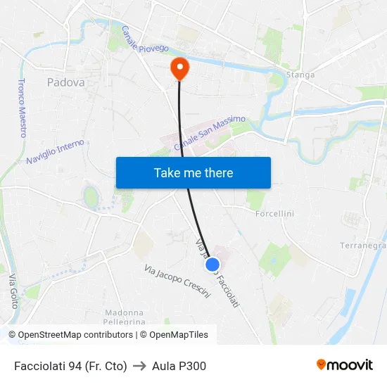 Facciolati 94 (Opposite Court) to P300 Hall map