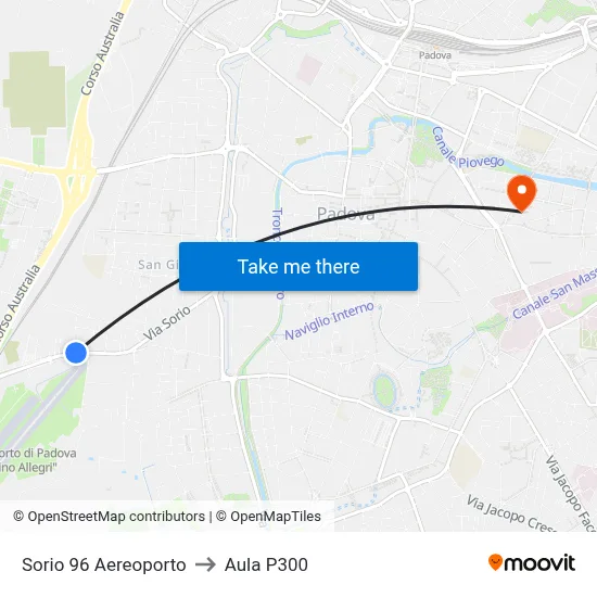 Sorio 96 Airport to P300 Hall map