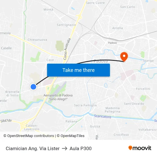 Ciamician Corner Via Lister to P300 Hall map