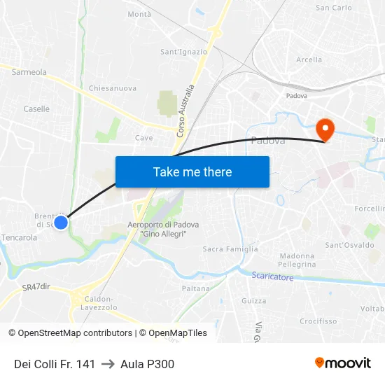Dei Colli Opposite 141 to P300 Hall map