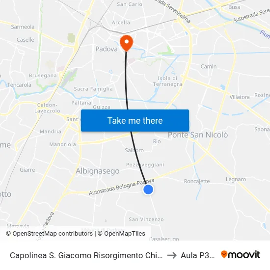 San Giacomo Risorgimento Church Terminal to P300 Hall map