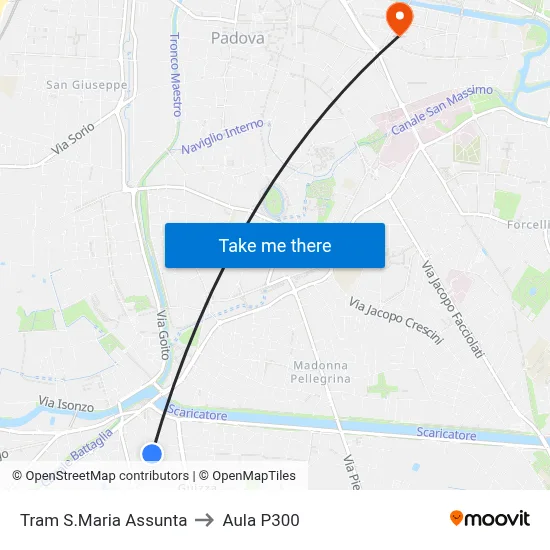 Santa Maria Assunta Tram to P300 Hall map