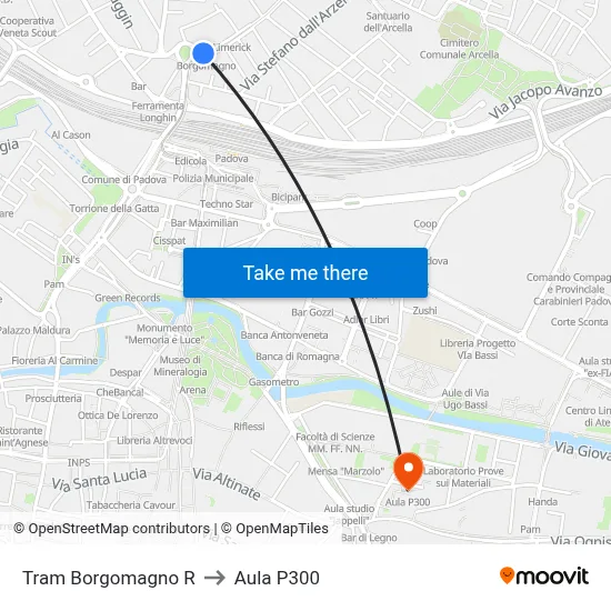 Tram Borgomagno R to P300 Hall map