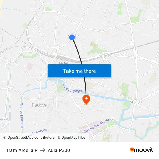 Tram Arcella to P300 Hall map