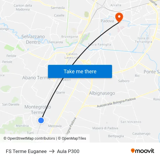 FS Terme Euganee to P300 Hall map