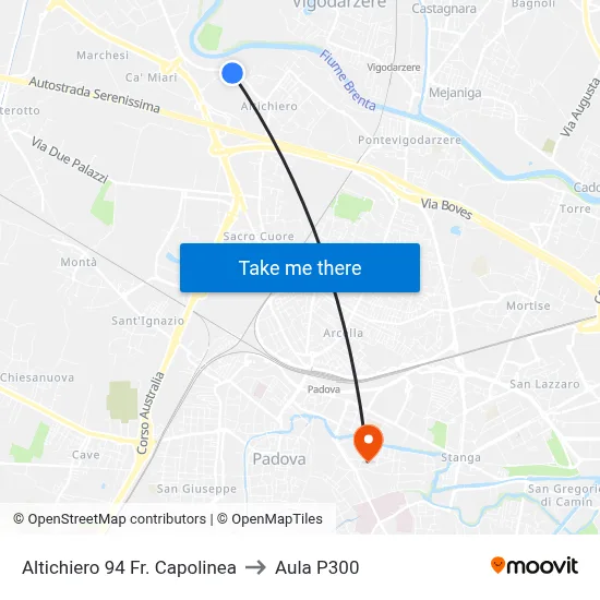 Altichiero 94 Terminal to P300 Hall map