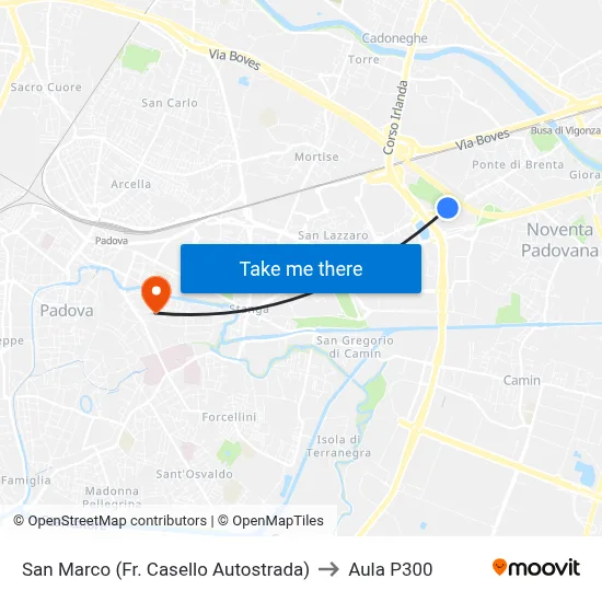 San Marco (Near Highway Toll) to P300 Hall map