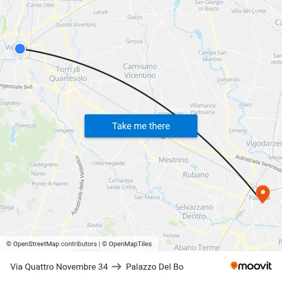 November 4th Street 34 to Palazzo Del Bo map