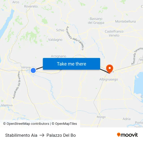 Stabilimento Aia to Palazzo Del Bo map