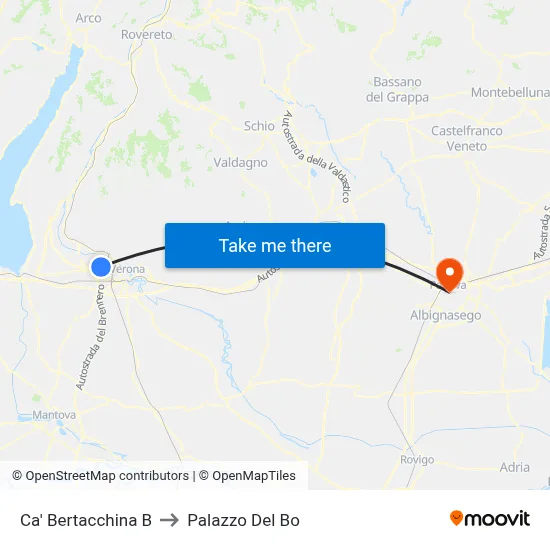 Ca' Bertacchina B to Palazzo Del Bo map