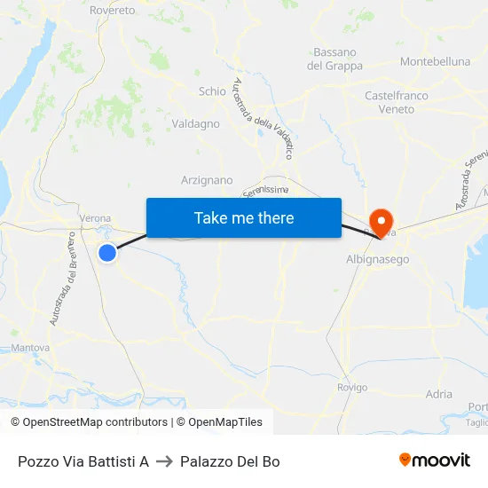 Pozzo Via Battisti A to Palazzo Del Bo map