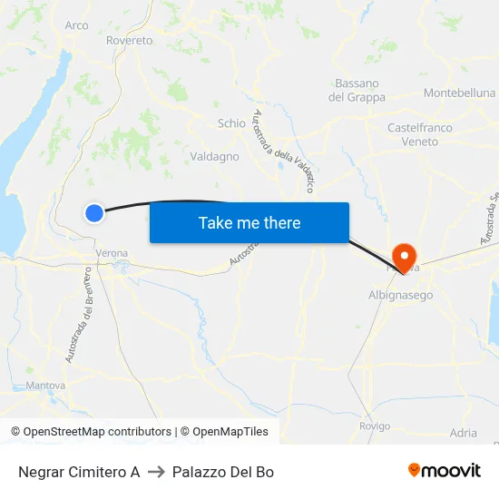 Negrar Cemetery A to Palazzo Del Bo map